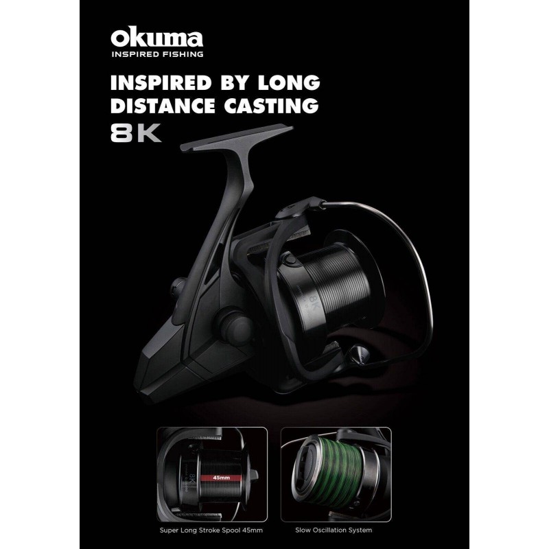 Okuma 8K Weitwurfrolle Karpfen Wallerrolle 5+1 Kugellager Angelrolle