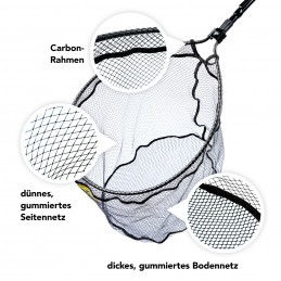 Ultraboost Carbon Lieblingsköder gummiert Kescher teleskopierbar Barsch 50x40cm
